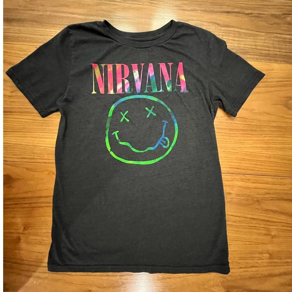 Nirvana Shirt Size M Smiley Happy Face Band Tee Neon Tie Dye